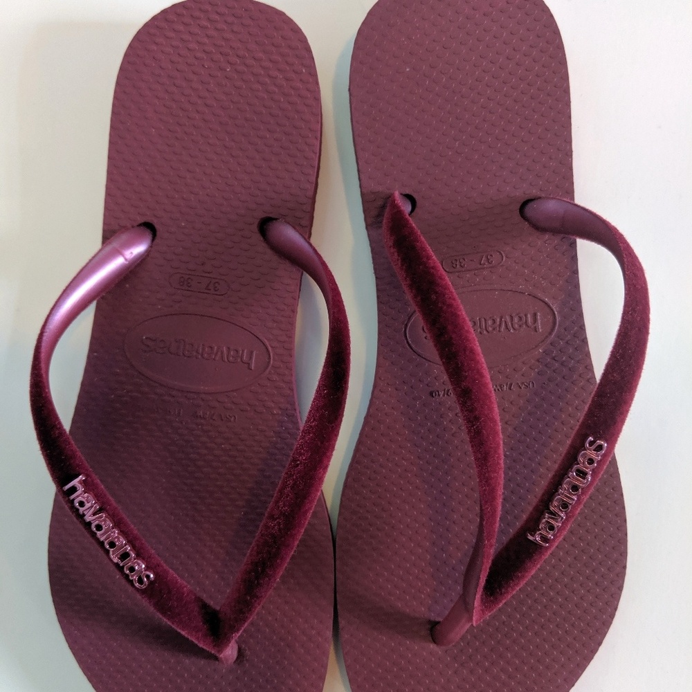 Havaianas Slim Beet Velvet flip flops NWOT